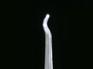 Close up of lighted ear curette tip